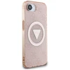 Guess IML Metal Glitter 4G Circle Triangle MagSafe dėklas iPhone 16e - rožinis