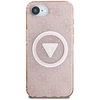 Guess IML Metal Glitter 4G Circle Triangle MagSafe dėklas iPhone 16e - rožinis
