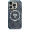 Guess IML Metal Glitter 4G Circle Triangle MagSafe dėklas, skirtas iPhone 16 Pro Max - Mėlyna