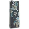 Guess IML Metal Glitter Flowers Triangle MagSafe dėklas iPhone 16e - juodas