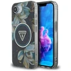 Guess IML Metal Glitter Flowers Triangle MagSafe dėklas iPhone 16e - juodas