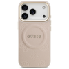 GUESS dėklas, skirtas IPHONE 17 Pro, suderinamas su MagSafe GUHMP17LPSAMSECP (PU su bijūnų karštu antspaudu), rožinis