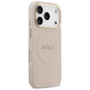 GUESS dėklas, skirtas IPHONE 17 Pro, suderinamas su MagSafe GUHMP17LPSAMSECP (PU su bijūnų karštu antspaudu), rožinis