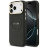 GUESS dėklas, skirtas IPHONE 17 Pro Max, suderinamas su MagSafe GUHMP17XPSAMSECK (PU W/ Peony Hot Stamp) juodas