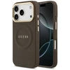 GUESS dėklas, skirtas IPHONE 17 Pro, suderinamas su MagSafe GUHMP17LPSAMSECW (PU su bijūnų spalvos karštu antspaudu), rudas