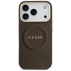GUESS dėklas, skirtas IPHONE 17 Pro, suderinamas su MagSafe GUHMP17LPSAMSECW (PU su bijūnų spalvos karštu antspaudu), rudas