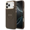 GUESS dėklas, skirtas IPHONE 17 Pro Max, suderinamas su MagSafe GUHMP17XPSAMSECW (PU su bijūnų spalvos karštu antspaudu), rudas