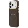 GUESS dėklas, skirtas IPHONE 17 Pro, suderinamas su MagSafe GUHMP17LPSAMSECW (PU su bijūnų spalvos karštu antspaudu), rudas