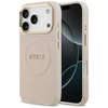 GUESS dėklas, skirtas IPHONE 17 Pro, suderinamas su MagSafe GUHMP17LPSAMSECP (PU su bijūnų karštu antspaudu), rožinis