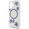 Guess Resin Flowers Glitter MagSafe dėklas iPhone 16 - violetinė