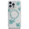 Guess Resin Flowers Glitter MagSafe iPhone 16 Pro Dėklas - Skaidrus Žalias
