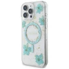 Guess Resin Flowers Glitter MagSafe iPhone 16 Pro Dėklas - Skaidrus Žalias
