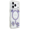 GUESS dėklas IPHONE 17 Pro, suderinamas su MagSafe GUHMP17LRBFGFGMU (dervos gėlės ir blizgučiai), violetinė