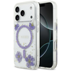GUESS dėklas IPHONE 17 Pro, suderinamas su MagSafe GUHMP17LRBFGFGMU (dervos gėlės ir blizgučiai), violetinė