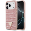 Dėklas Guess Rhinestone Triangle Logo skirtas Apple iPhone 17 Pro rožinės spalvos