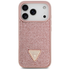Dėklas Guess Rhinestone Triangle Logo skirtas Apple iPhone 17 Pro rožinės spalvos