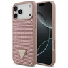 Dėklas Guess Rhinestone Triangle Logo skirtas Apple iPhone 17 Pro Max rožinės spalvos