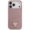 Dėklas Guess Rhinestone Triangle Logo skirtas Apple iPhone 17 Pro Max rožinės spalvos