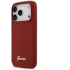 Dėklas Guess Silicone Script Metal Logo MagSafe skirtas Apple iPhone 17 Pro magenta