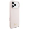 Dėklas Guess Silicone Script Metal Logo MagSafe skirtas Apple iPhone 17 Pro Max rožinės spalvos