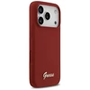 Dėklas Guess Silicone Script Metal Logo MagSafe skirtas Apple iPhone 17 Pro magenta