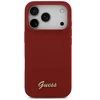 Dėklas Guess Silicone Script Metal Logo MagSafe skirtas Apple iPhone 17 Pro magenta