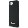 Dėklas Guess Silicone Script Metal Logo MagSafe iPhone 16e Case - Juodas