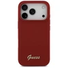 Dėklas Guess Silicone Script Metal Logo MagSafe skirtas Apple iPhone 17 Pro magenta