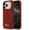 Dėklas Guess Silicone Script Metal Logo MagSafe skirtas Apple iPhone 17 Pro magenta