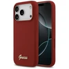 Dėklas Guess Silicone Script Metal Logo MagSafe skirtas Apple iPhone 17 Pro magenta