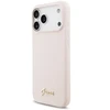 Dėklas Guess Silicone Script Metal Logo MagSafe skirtas Apple iPhone 17 Pro Max rožinės spalvos