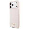 Dėklas Guess Silicone Script Metal Logo MagSafe skirtas Apple iPhone 17 Pro Max rožinės spalvos
