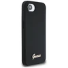 Dėklas Guess Silicone Script Metal Logo MagSafe iPhone 16e Case - Juodas