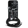 Karl Lagerfeld dėklas, skirtas IPHONE 16 KLHCP16SPGGRMPCK, suderinamas su „MagSafe“ (CRSSBY grūdėtas PU su raštu ir logotipu), juodas