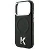 Karl Lagerfeld grūdėtos tekstūros reljefinis žiedas ir Kameo logotipas MagSafe dėklas iPhone 18 Pro / 17 Pro - Juodas