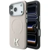Dėklas Karl Lagerfeld Grained Embossed Ring & Kameo Logo MagSafe Case for iPhone 18 Pro / 17 Pro - rusvai gelsvas