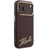 Dėklas Karl Lagerfeld Grained with Resin Signature Logo MagSafe, skirtas iPhone 18 Pro / 17 Pro, bordo spalvos