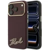 Dėklas Karl Lagerfeld Grained with Resin Signature Logo MagSafe, skirtas iPhone 18 Pro / 17 Pro, bordo spalvos
