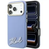 Dėklas Karl Lagerfeld Grained with Resin Signature Logo MagSafe, skirtas iPhone 18 Pro / 17 Pro, šviesiai mėlynas