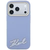 Dėklas Karl Lagerfeld Grained with Resin Signature Logo MagSafe, skirtas iPhone 18 Pro / 17 Pro, šviesiai mėlynas