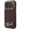 Dėklas Karl Lagerfeld Grained with Resin Signature Logo MagSafe, skirtas iPhone 18 Pro / 17 Pro, bordo spalvos