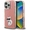 Dėklas Karl Lagerfeld IML Aquarelle Choupette &amp; Logo Case for iPhone 16 Pro Max - Rožinė