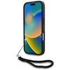 Dėklas Karl Lagerfeld dygsniuotas inicialų logotipas ir grandinėlės formos dirželis iPhone 16 Pro telefonui - Juodas