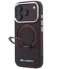 Dėklas Karl Lagerfeld Ring Stand 360 Saffiano Classic Logo MagSafe do iPhone 18 Pro Max / 17 Pro Max bordo spalvos