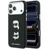 Dėklas Karl Lagerfeld Saffiano Case with Karl & Choupette Heads Pins & Logo for iPhone 18 Pro Max / 17 Pro Max - Juodas