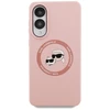 Dėklas Karl Lagerfeld Silicone Double Heads And Circle MagSafe skirtas Samsung Galaxy S25 Edge rožinės spalvos