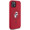 Karl Lagerfeld silikoninis Karl&amp;Choupette Heads Ring MagSafe iPhone 15 dėklas - Raudona
