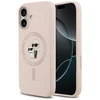 Dėklas Karl Lagerfeld Silicone Karl&Choupette Ring MagSafe skirtas Apple iPhone 17 rožinės spalvos
