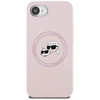 Karl Lagerfeld dėklas skirtas Apple iPhone 16e (SE 4 2025) suderinamas su MagSafe KLHMPSE4SKCHTCP (Silicone Double Heads) rožinės spalvos