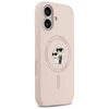 Dėklas Karl Lagerfeld Silicone Karl&Choupette Ring MagSafe skirtas Apple iPhone 17 rožinės spalvos